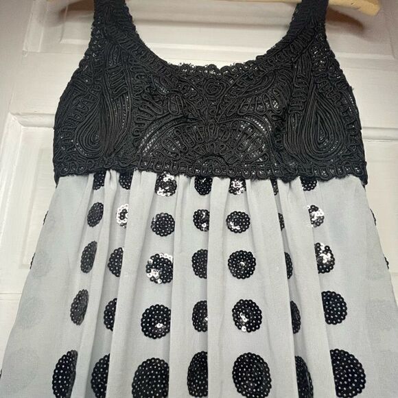 Sue Wong Nocturne Sequined Dress w/ Scoop Neck & Lace Top Size 2 - Picture 5 of 15